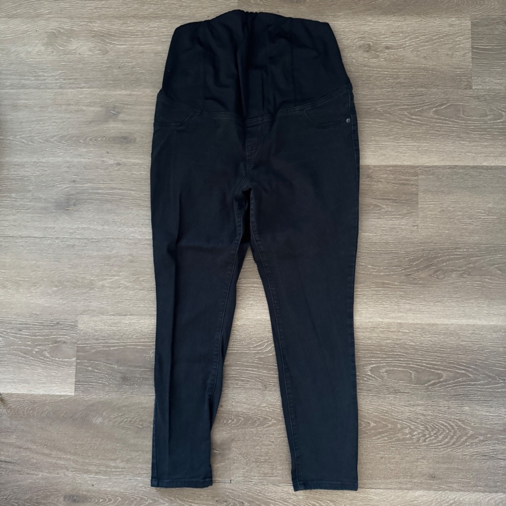 Isabel Maternity Skinny Jeans Women 14 Black Full Belly Panel Stretch Denim